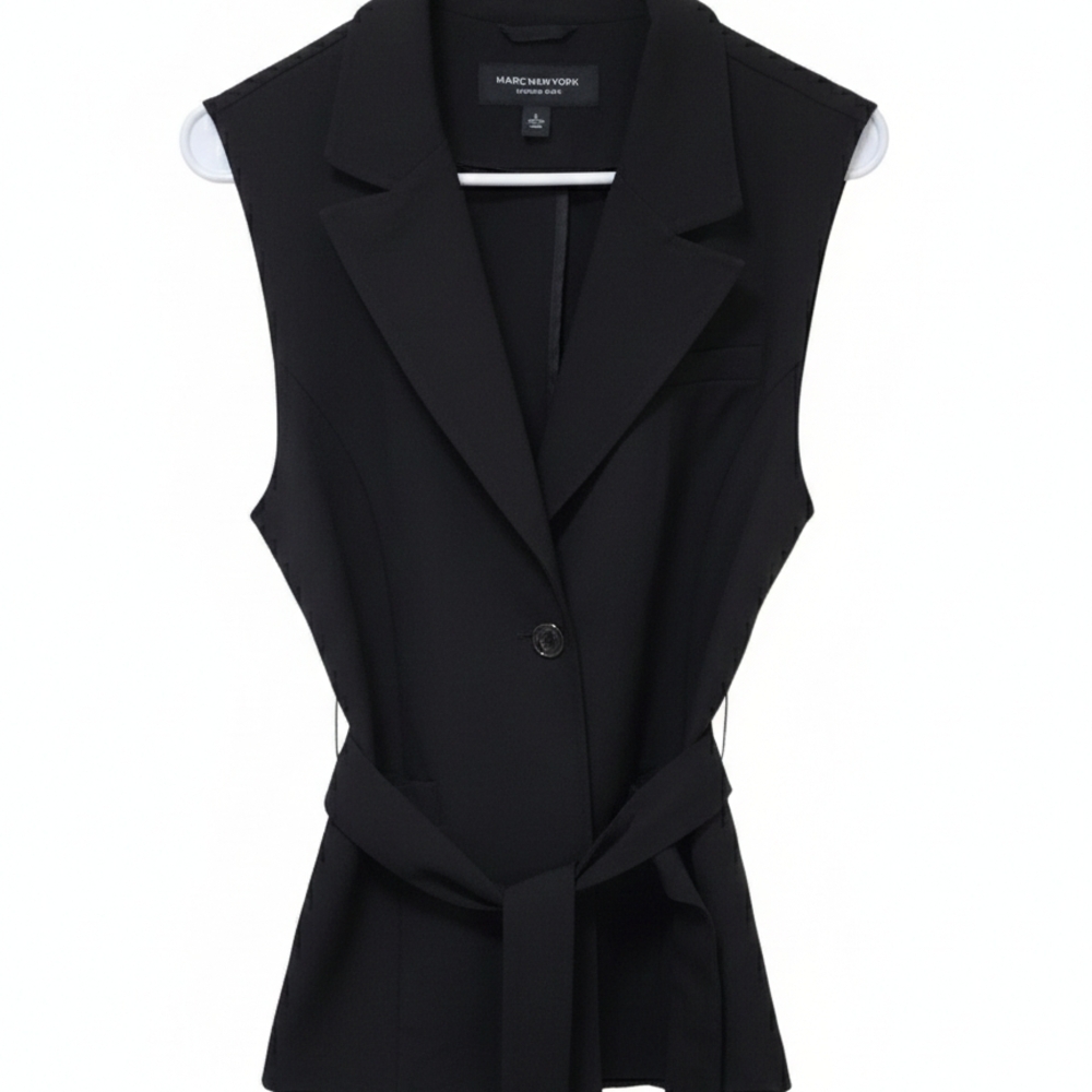 Marc New York Women's Black Belted Vest
